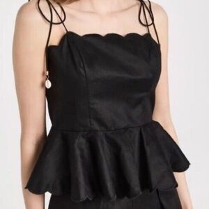 Zimmermann Black Scalloped Peplum Top. Size 2